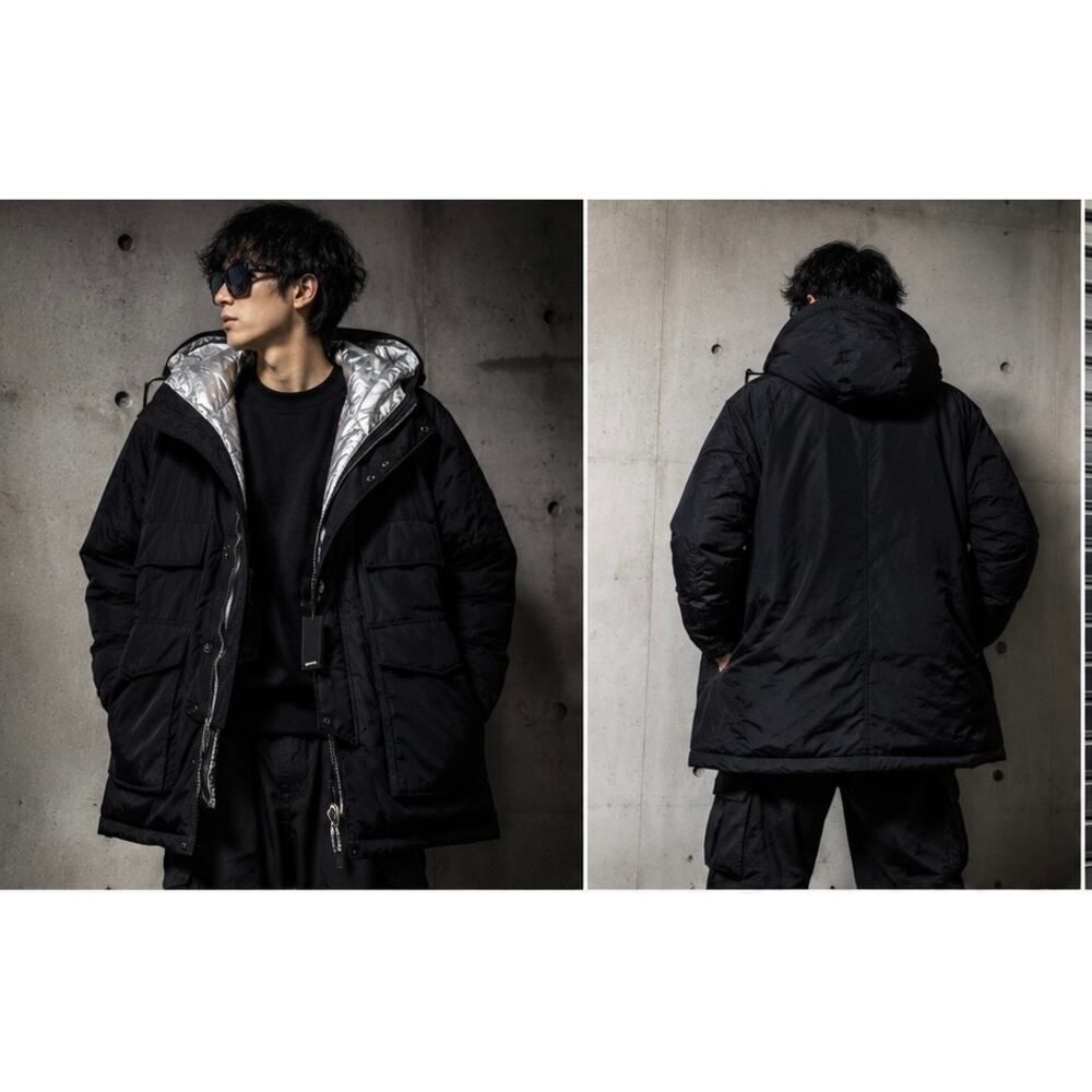 DSQUARED2 Silver Lined Down Parka Jacket Black Size IT48 NWT Hooded Coat